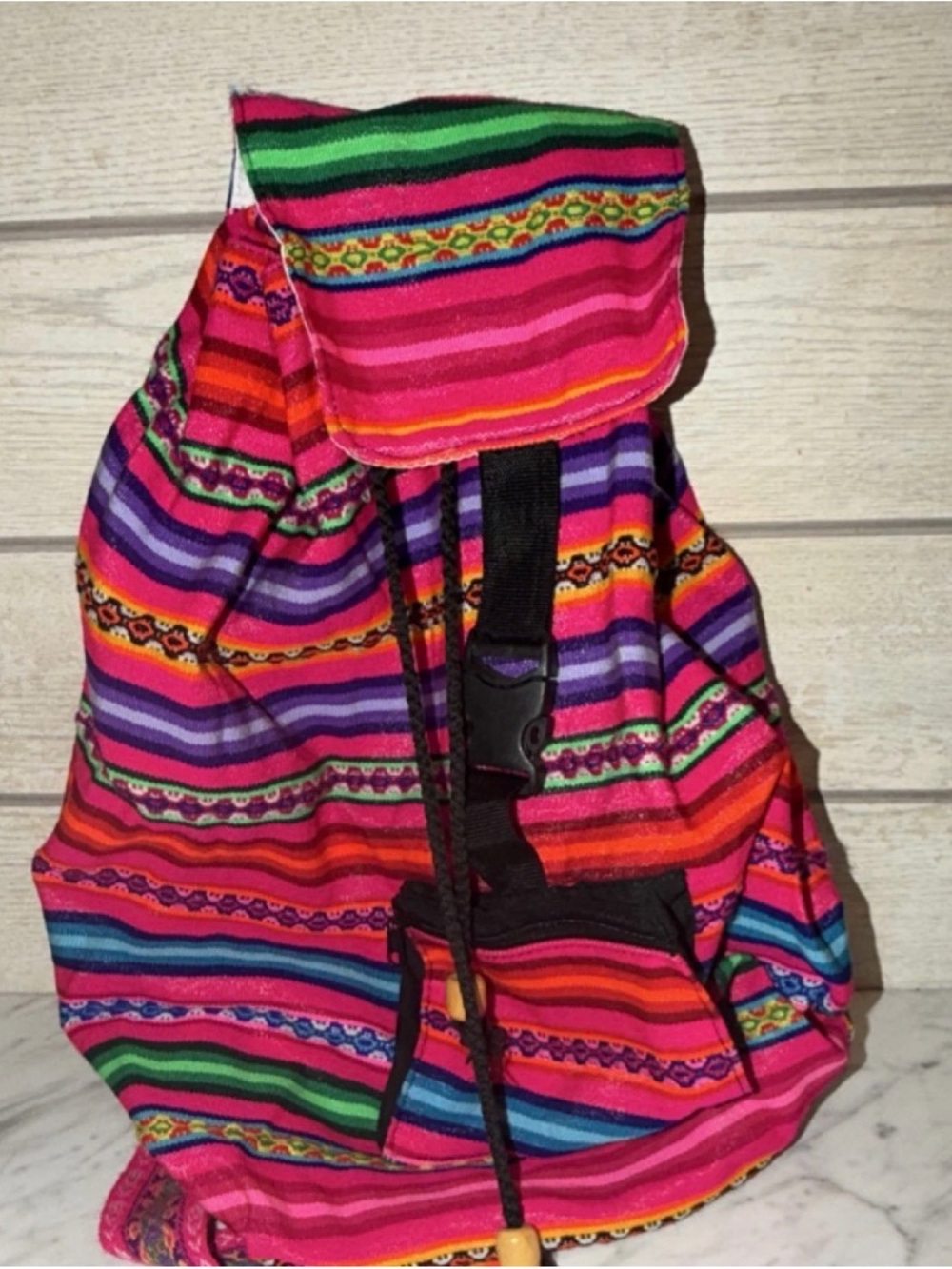 Vibrant Pink Multi-Stripe Women's Backpack